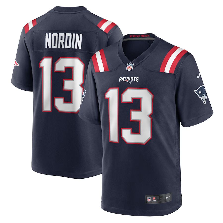 Men New England Patriots #13 Quinn Nordin Nike Navy Game Player NFL Jersey